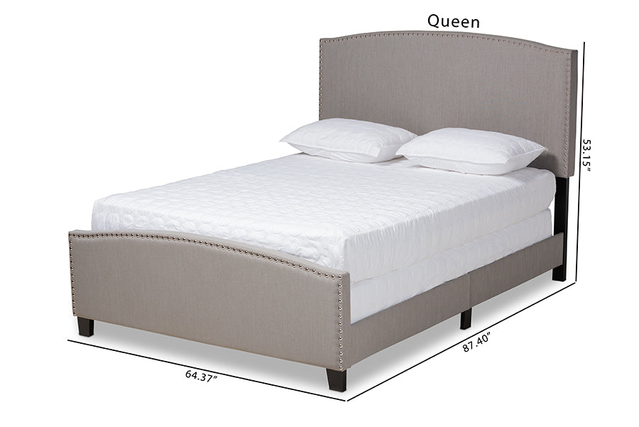 Baxton Studio Morgan Modern Transitional Grey Fabric Upholstered Queen Size Panel Bed