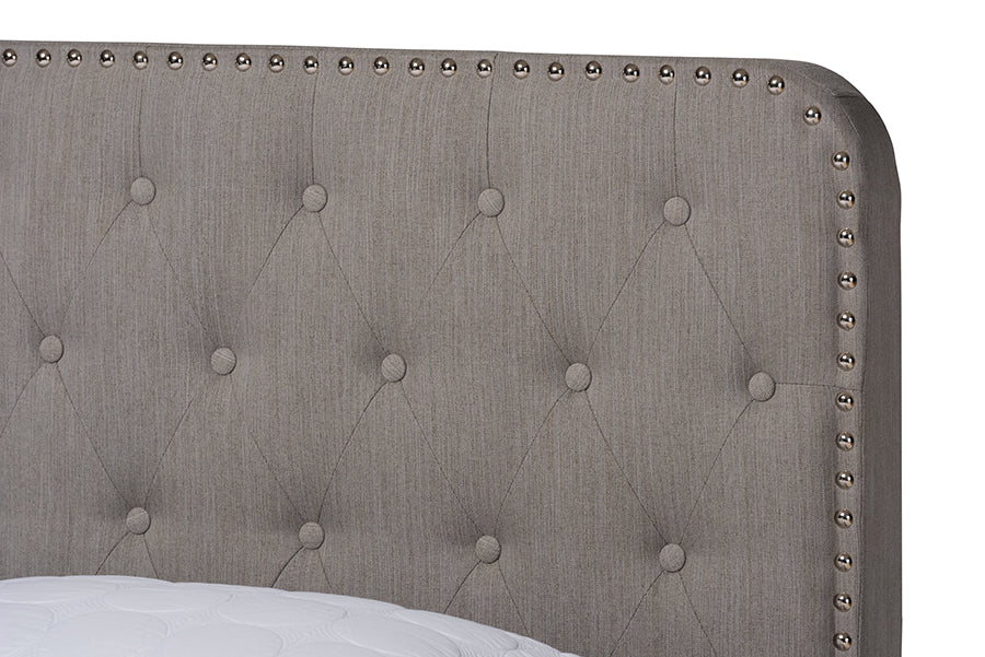 Baxton Studio Annalisa Modern Transitional Grey Fabric Upholstered Button Tufted Queen Size Panel Bed
