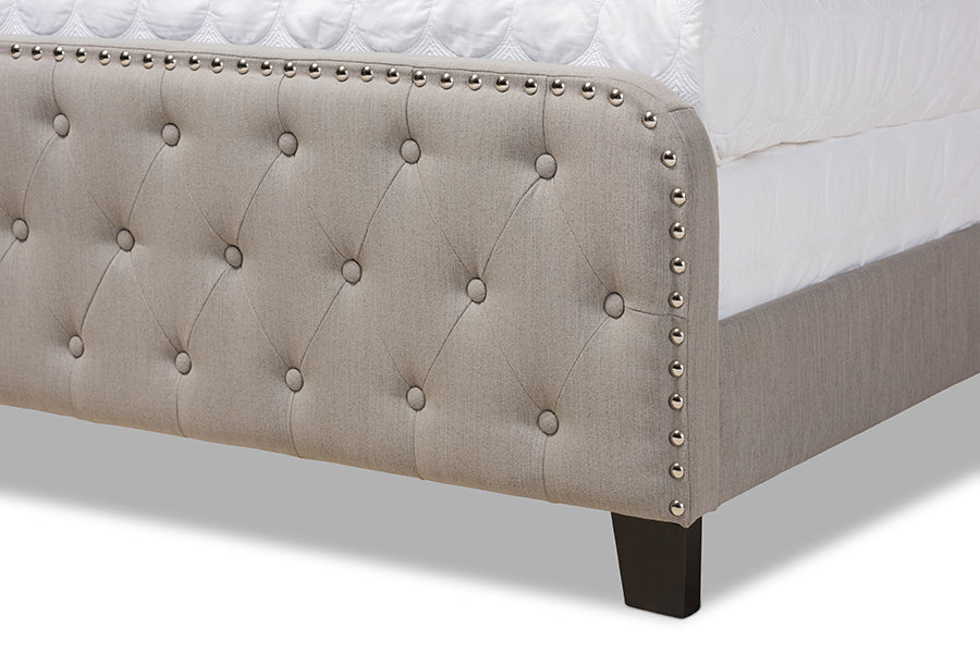 Baxton Studio Annalisa Modern Transitional Grey Fabric Upholstered Button Tufted Queen Size Panel Bed