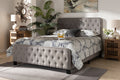 Baxton Studio Annalisa Modern Transitional Grey Fabric Upholstered Button Tufted Queen Size Panel Bed