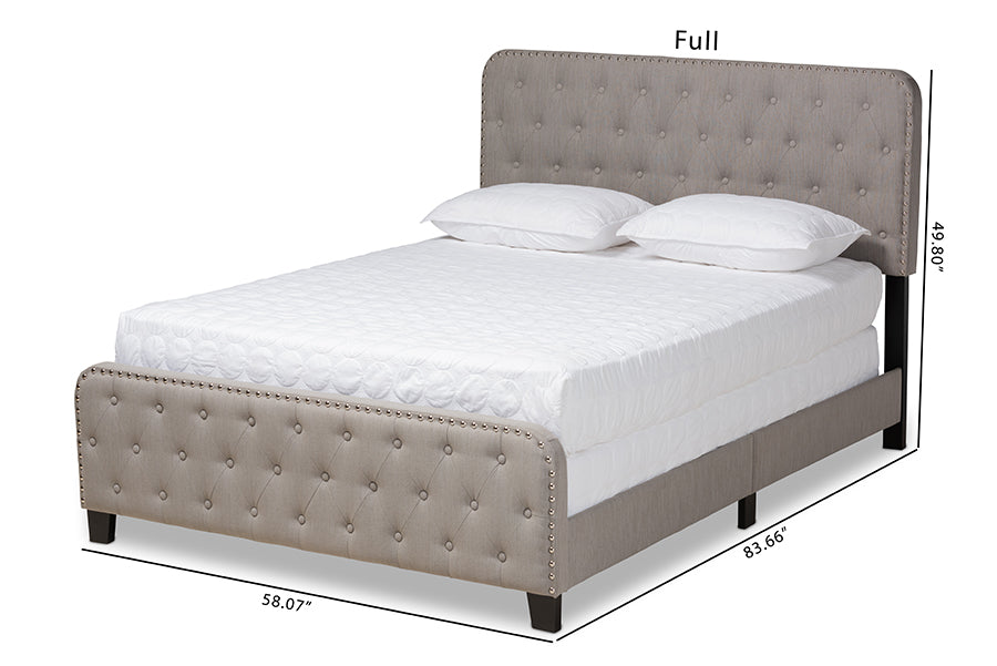 Baxton Studio Annalisa Modern Transitional Grey Fabric Upholstered Button Tufted Queen Size Panel Bed