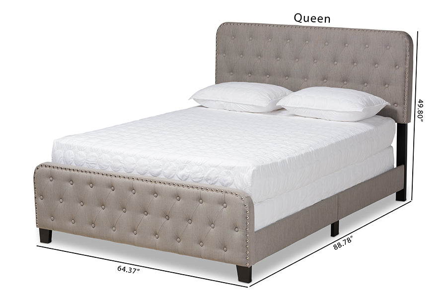 Baxton Studio Annalisa Modern Transitional Grey Fabric Upholstered Button Tufted King Size Panel Bed