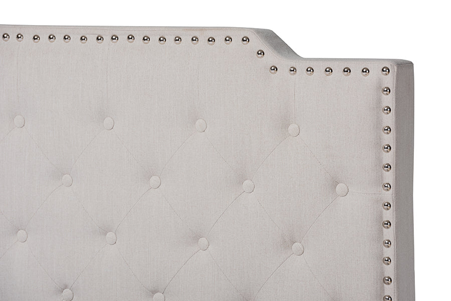 Baxton Studio Marion Modern Transitional Beige Fabric Upholstered Button Tufted Full Size Panel Bed
