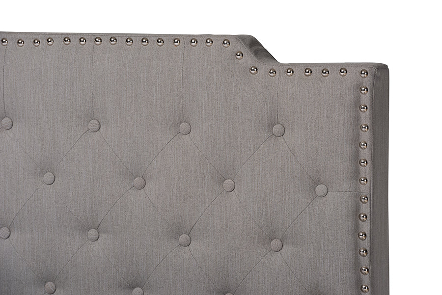 Baxton Studio Marion Modern Transitional Grey Fabric Upholstered Button Tufted King Size Panel Bed