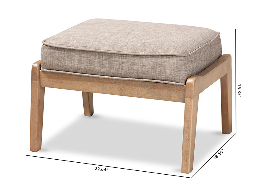 Baxton Studio Sigrid Mid-Century Modern Light Grey Fabric Upholstered Antique Oak Finished Wood Ottoman