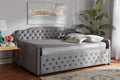 Baxton Studio Freda Transitional and Contemporary Grey Velvet Fabric Upholstered and Button Tufted Full Size Daybed