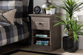 Baxton Studio Dara Traditional Transitional Grey Brown Oak Finished 1-Drawer Wood Nightstand