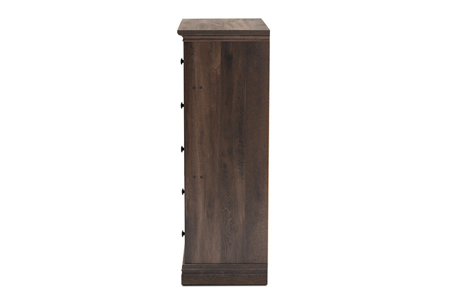 Baxton Studio Nolan Traditional Transitional Hazel Walnut Brown Finished 5-Drawer Wood Chest