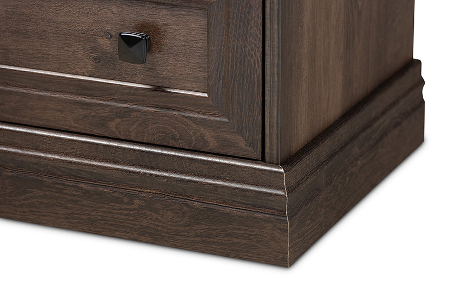 Baxton Studio Nolan Traditional Transitional Hazel Walnut Brown Finished 5-Drawer Wood Chest