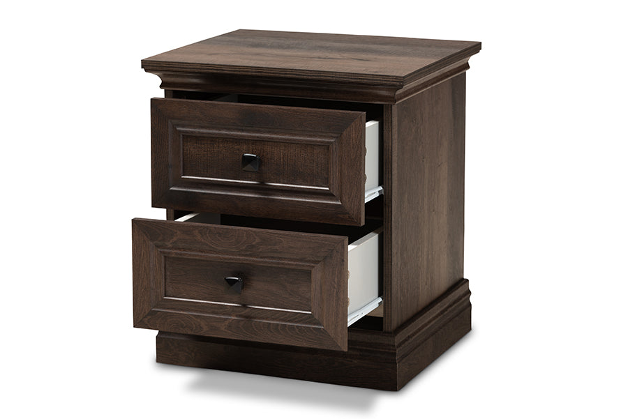 Baxton Studio Nolan Traditional Transitional Hazel Walnut Brown Finished 2-Drawer Wood Nightstand