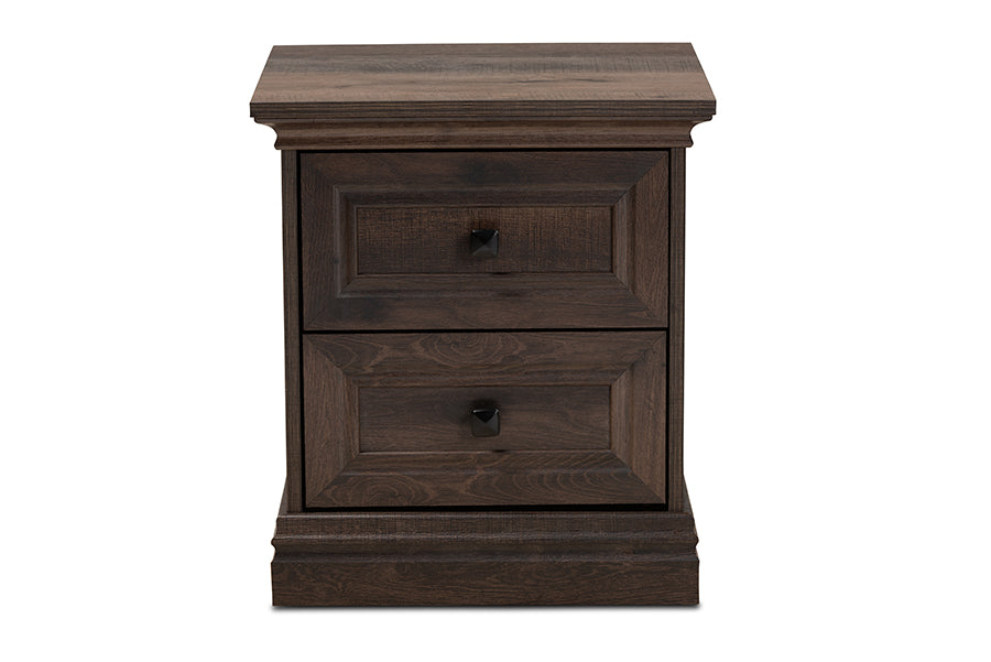 Baxton Studio Nolan Traditional Transitional Hazel Walnut Brown Finished 2-Drawer Wood Nightstand