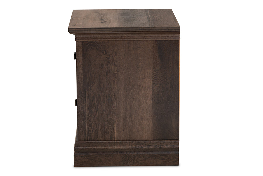 Baxton Studio Nolan Traditional Transitional Hazel Walnut Brown Finished 2-Drawer Wood Nightstand