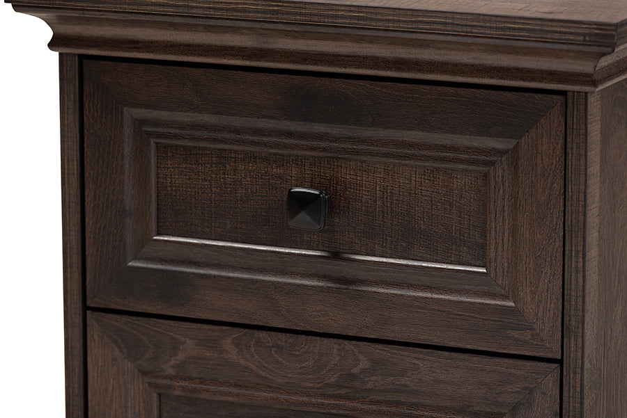Baxton Studio Nolan Traditional Transitional Hazel Walnut Brown Finished 2-Drawer Wood Nightstand