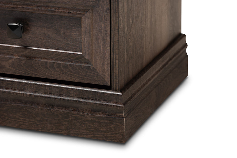 Baxton Studio Nolan Traditional Transitional Hazel Walnut Brown Finished 2-Drawer Wood Nightstand