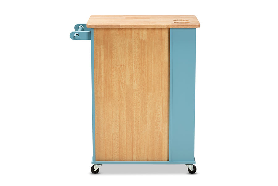 Baxton Studio Liona Modern and Contemporary Sky Blue Finished Wood Kitchen Storage Cart