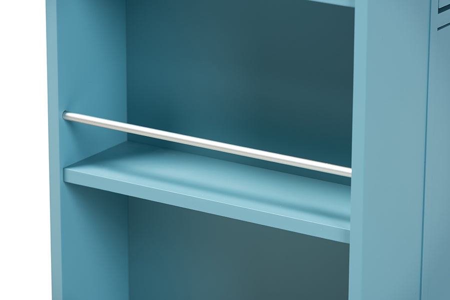 Baxton Studio Liona Modern and Contemporary Sky Blue Finished Wood Kitchen Storage Cart