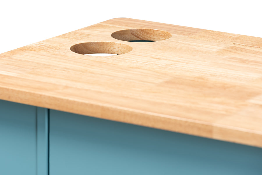 Baxton Studio Liona Modern and Contemporary Sky Blue Finished Wood Kitchen Storage Cart