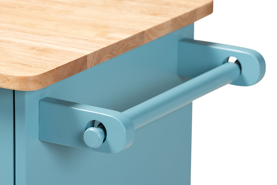 Baxton Studio Liona Modern and Contemporary Sky Blue Finished Wood Kitchen Storage Cart
