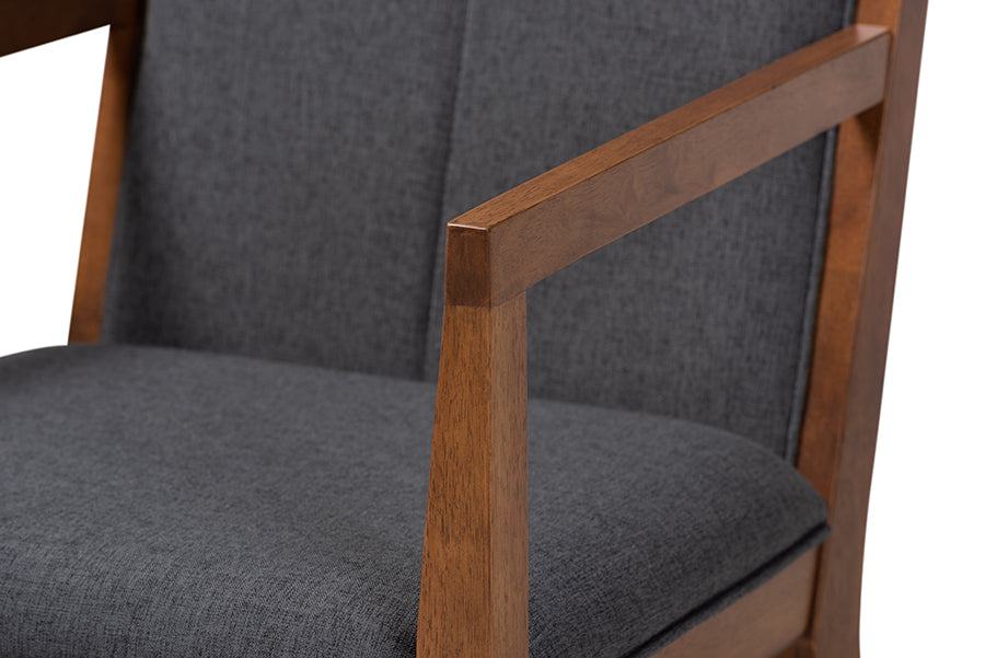Baxton Studio Theresa Dark Grey and Walnut Effect 2-Piece Chair Set