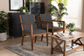 Baxton Studio Theresa Dark Grey and Walnut Effect 2-Piece Chair Set