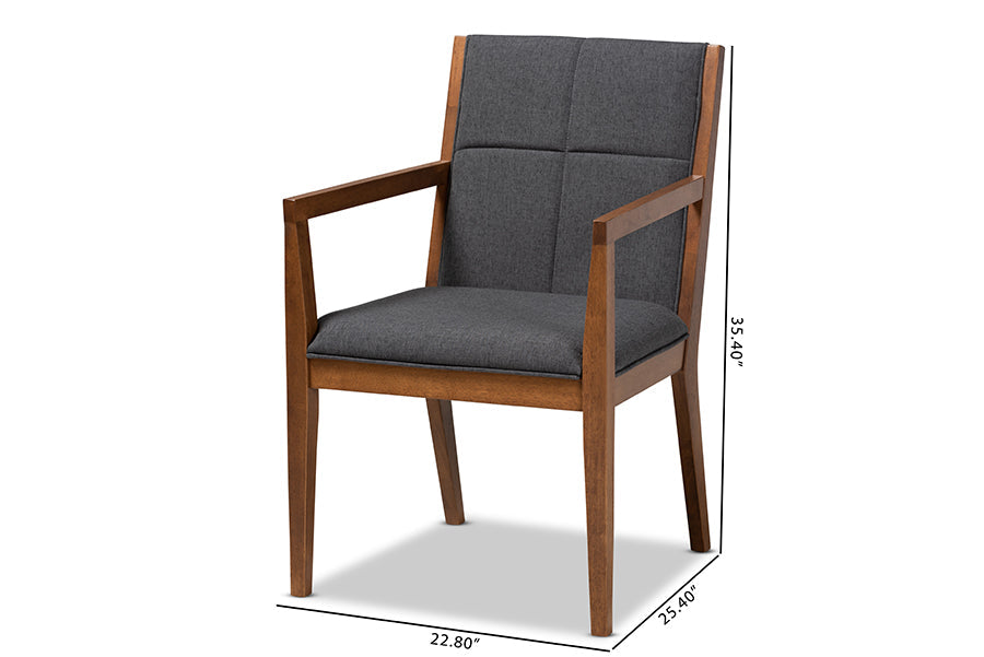 Baxton Studio Theresa Dark Grey and Walnut Effect 2-Piece Chair Set