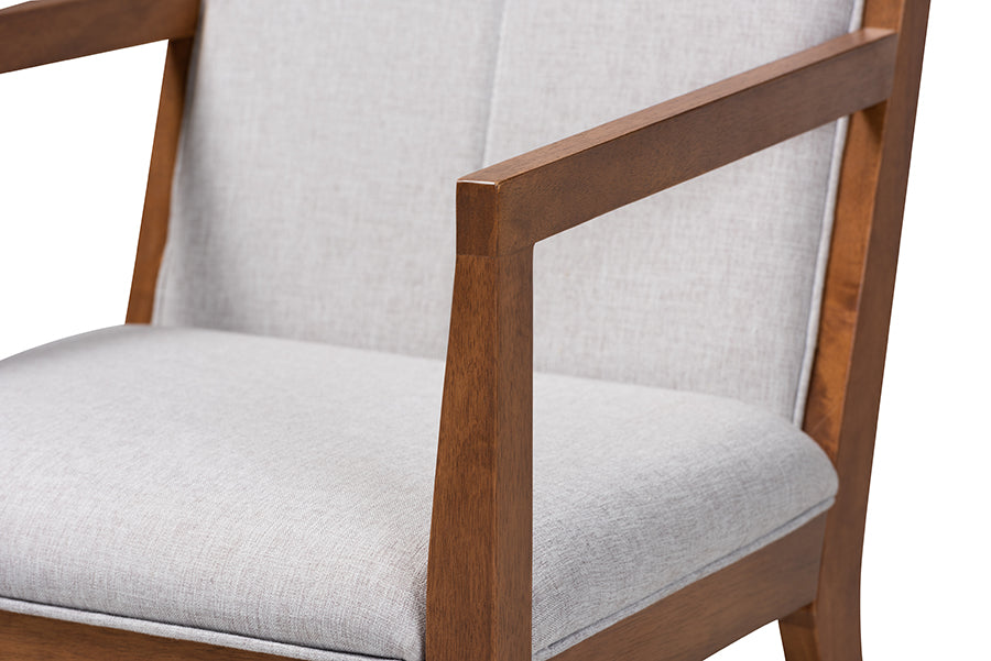 Baxton Studio Theresa Greige and Walnut Effect 2-Piece Chair Set