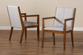 Baxton Studio Theresa Greige and Walnut Effect 2-Piece Chair Set