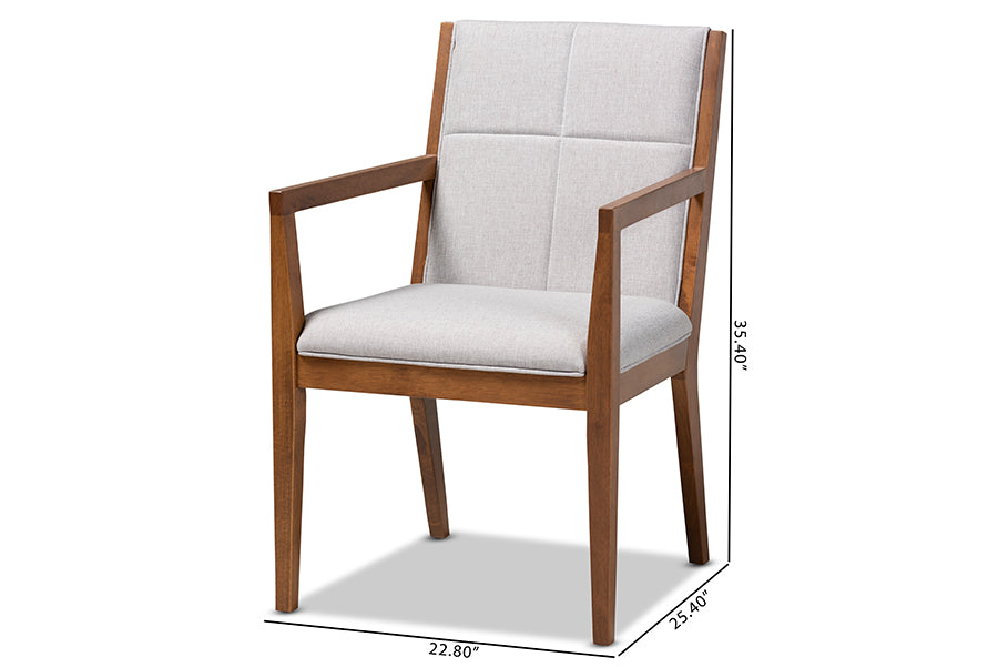 Baxton Studio Theresa Greige and Walnut Effect 2-Piece Chair Set