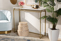 Baxton Studio Renzo Modern and Contemporary Brushed Gold Finished Metal Console Table with Faux Marble Tabletop