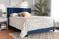 Baxton Studio Clare Glam and Luxe Navy Blue Velvet Fabric Upholstered Full Size Panel Bed with Channel Tufted Headboard