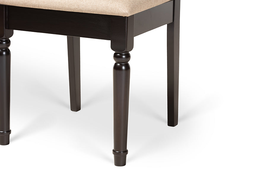 Baxton Studio Callie Modern and Contemporary Sand Fabric Upholstered and Dark Brown Finished Wood 7-Piece Dining Set