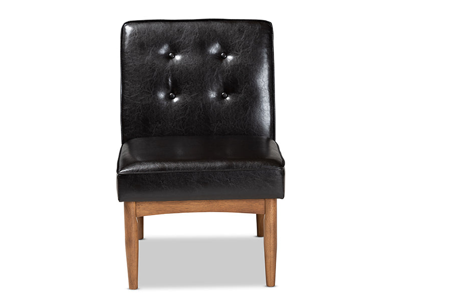 Baxton Studio Arvid Mid-Century Modern Dark Brown Faux Leather Upholstered Wood Dining Chair
