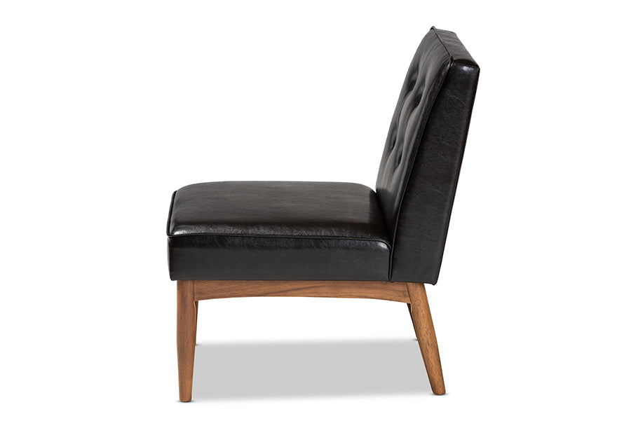 Baxton Studio Arvid Mid-Century Modern Dark Brown Faux Leather Upholstered Wood Dining Chair