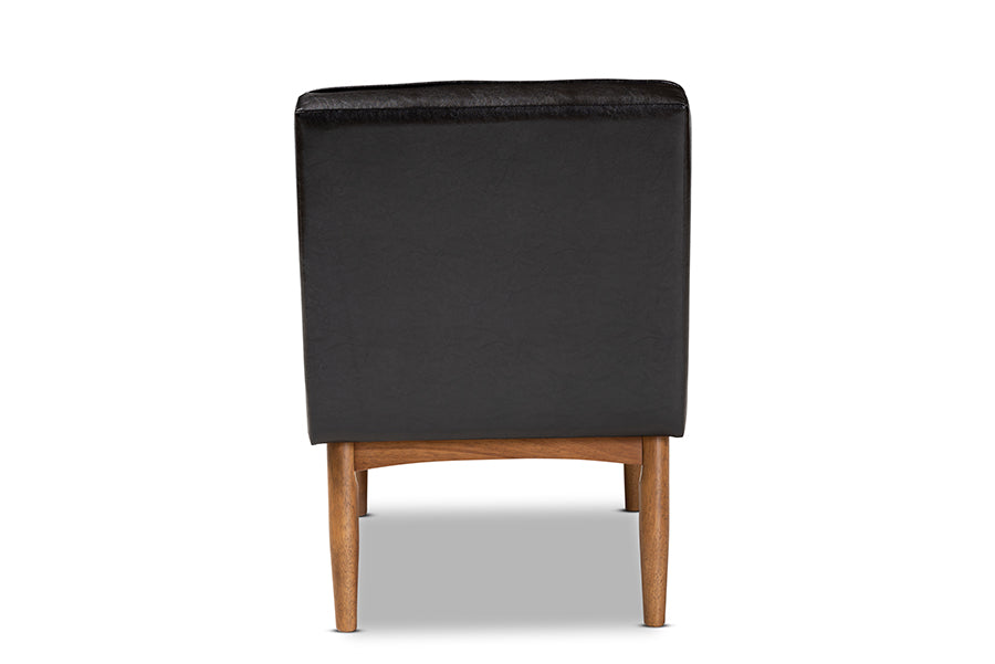Baxton Studio Arvid Mid-Century Modern Dark Brown Faux Leather Upholstered Wood Dining Chair
