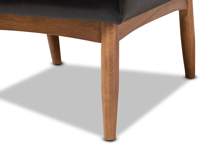 Baxton Studio Arvid Mid-Century Modern Dark Brown Faux Leather Upholstered Wood Dining Chair