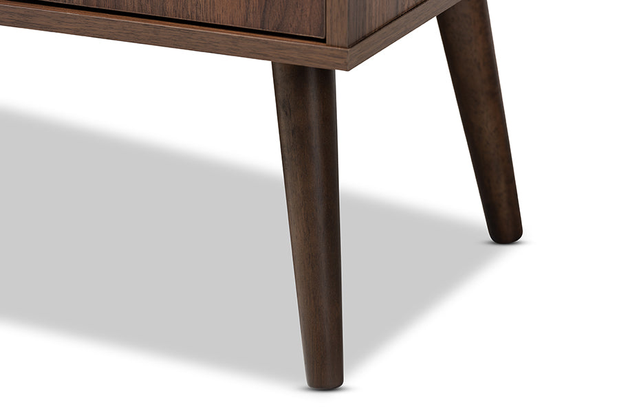 Baxton Studio Leena Mid-Century Modern Two-Tone White and Walnut Brown Finished Wood 2-Drawer Sideboard Buffet
