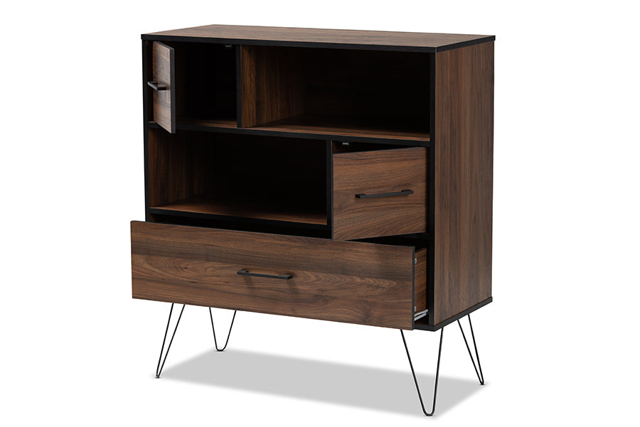 Baxton Studio Charis Modern and Transitional Two-Tone Walnut Brown and Black Finished Wood 1-Drawer Bookcase