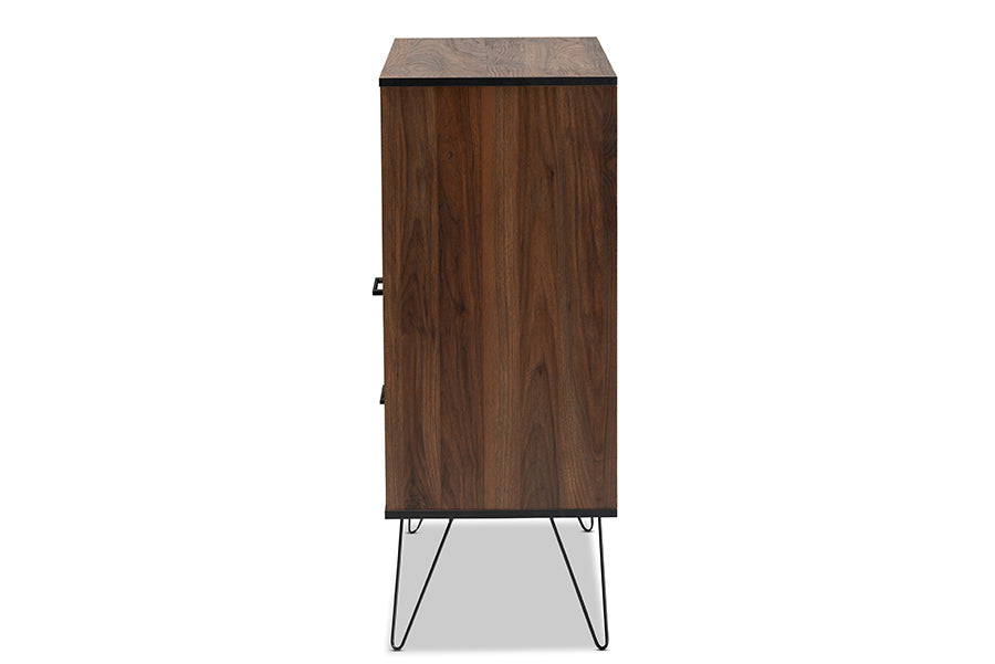 Baxton Studio Charis Modern and Transitional Two-Tone Walnut Brown and Black Finished Wood 1-Drawer Bookcase