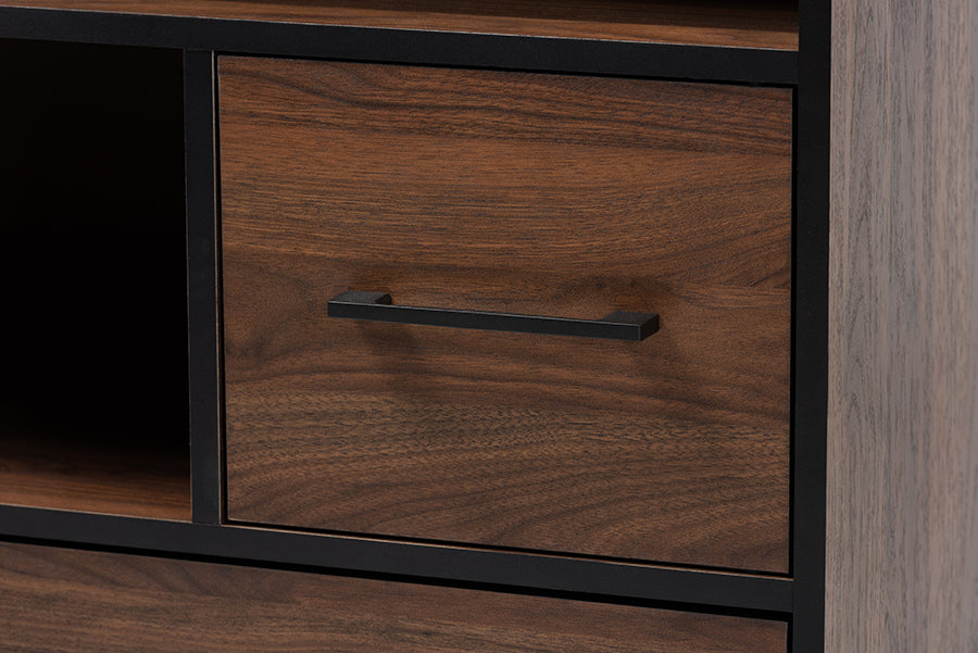 Baxton Studio Charis Modern and Transitional Two-Tone Walnut Brown and Black Finished Wood 1-Drawer Bookcase
