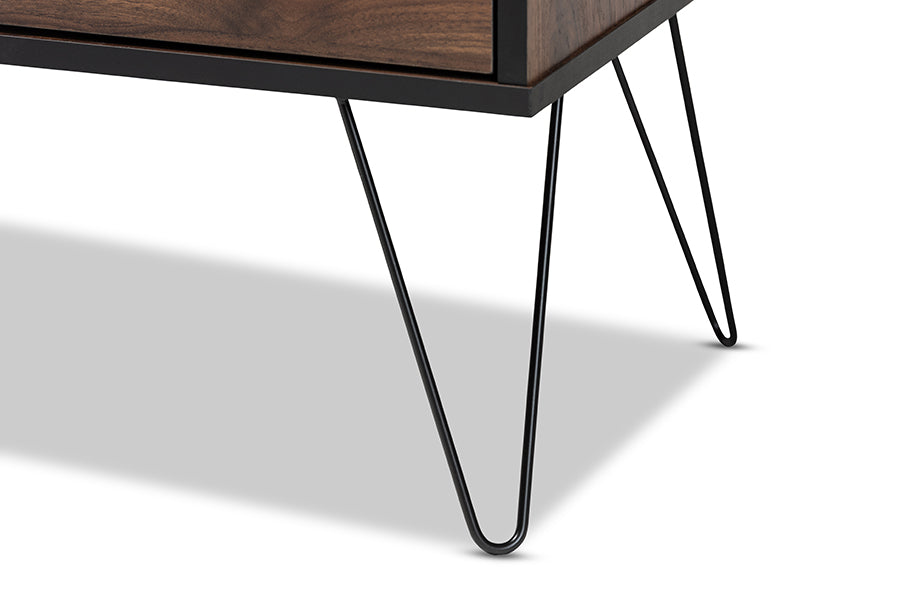 Baxton Studio Charis Modern and Transitional Two-Tone Walnut Brown and Black Finished Wood 1-Drawer Bookcase