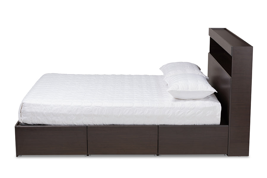 Baxton Studio Blaine Modern and Contemporary Dark Brown Finished Wood Queen Size 6-Drawer Platform Storage Bed