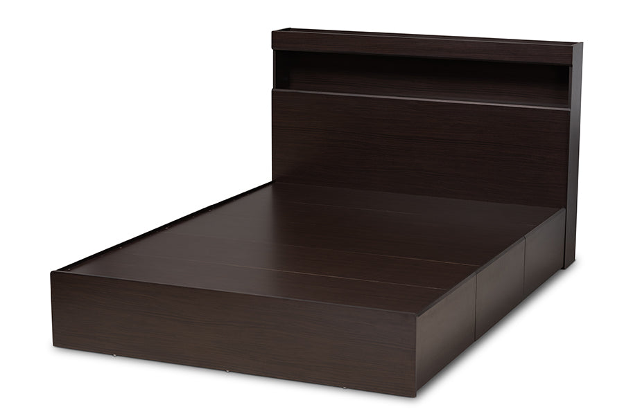 Baxton Studio Blaine Modern and Contemporary Dark Brown Finished Wood Queen Size 6-Drawer Platform Storage Bed