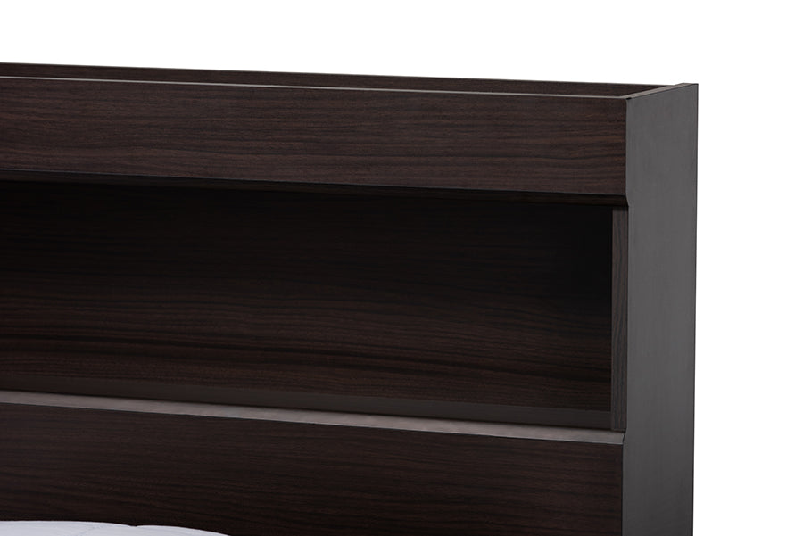 Baxton Studio Blaine Modern and Contemporary Dark Brown Finished Wood Queen Size 6-Drawer Platform Storage Bed