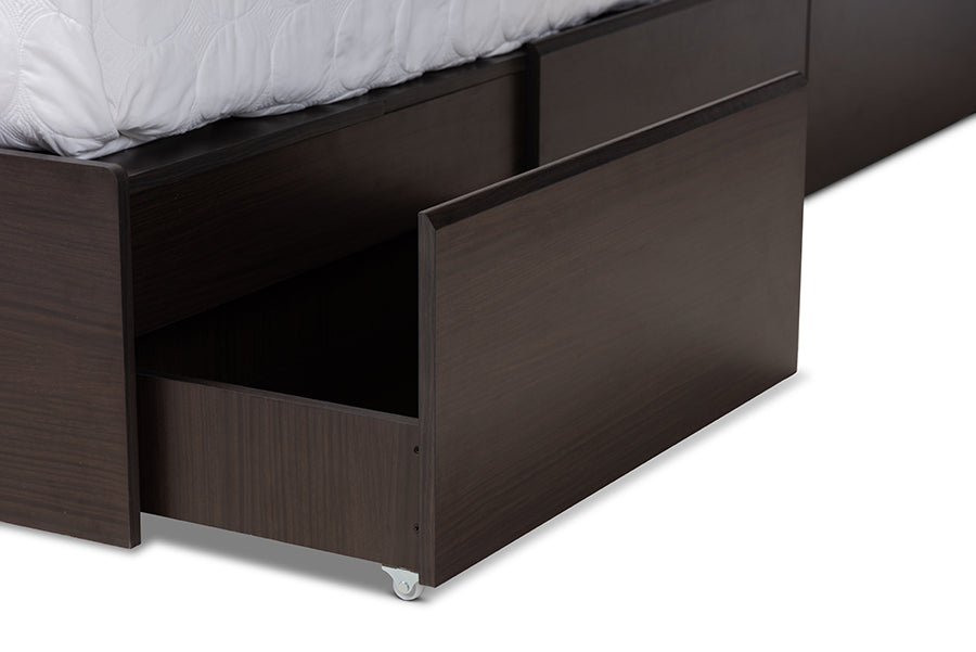 Baxton Studio Blaine Modern and Contemporary Dark Brown Finished Wood Queen Size 6-Drawer Platform Storage Bed
