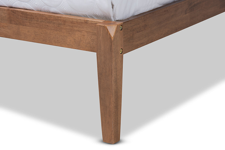 Baxton Studio Edmond Modern and Contemporary Grey Fabric Upholstered and Ash Walnut Brown Finished Wood King Size Platform Bed