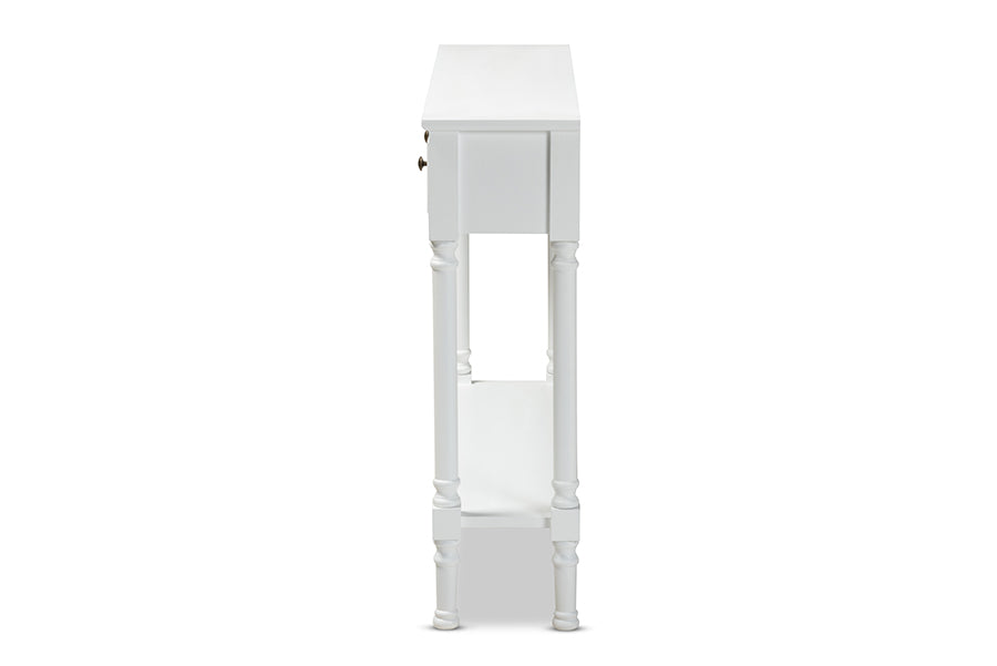 Baxton Studio Calvin Classic and Traditional French Farmhouse White Finished Wood 3-Drawer Entryway Console Table