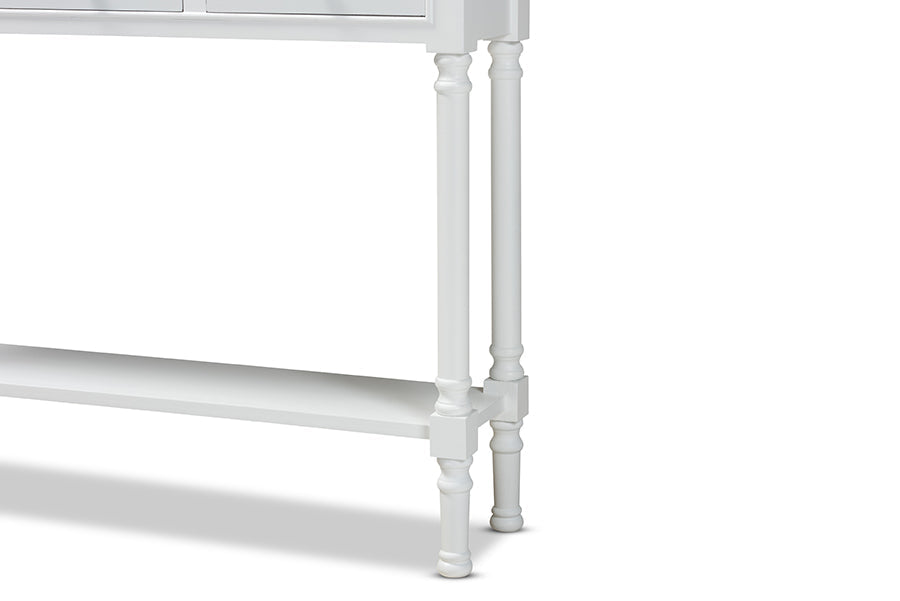 Baxton Studio Calvin Classic and Traditional French Farmhouse White Finished Wood 3-Drawer Entryway Console Table