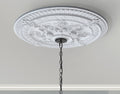 White Scroll Rose Chandelier Ceiling Medallion 28 Inch Dia