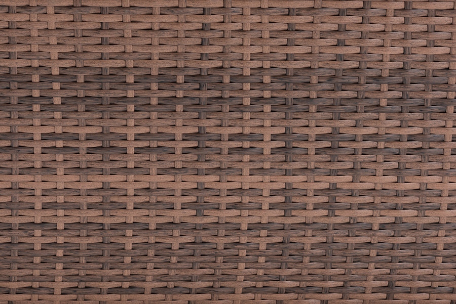 Baxton Studio Angela Modern and Contemporary Grey Fabric Upholstered and Brown Finished 4-Piece Woven Rattan Outdoor Patio Set