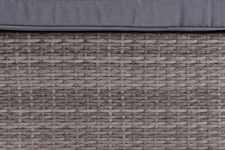 Baxton Studio Pamela Modern and Contemporary Grey Polyester Upholstered and Brown Finished 4-Piece Woven Rattan Outdoor Patio Set